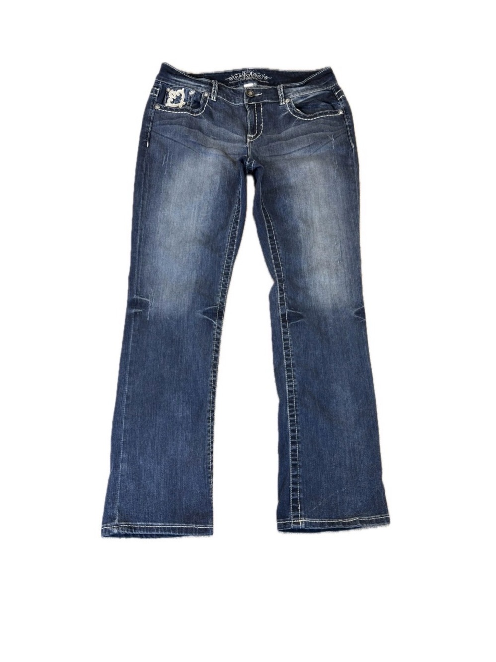 Maurices Premium Jeans Womens Size 16 Dark Wash Bootcut Studded/Distressed 35x32